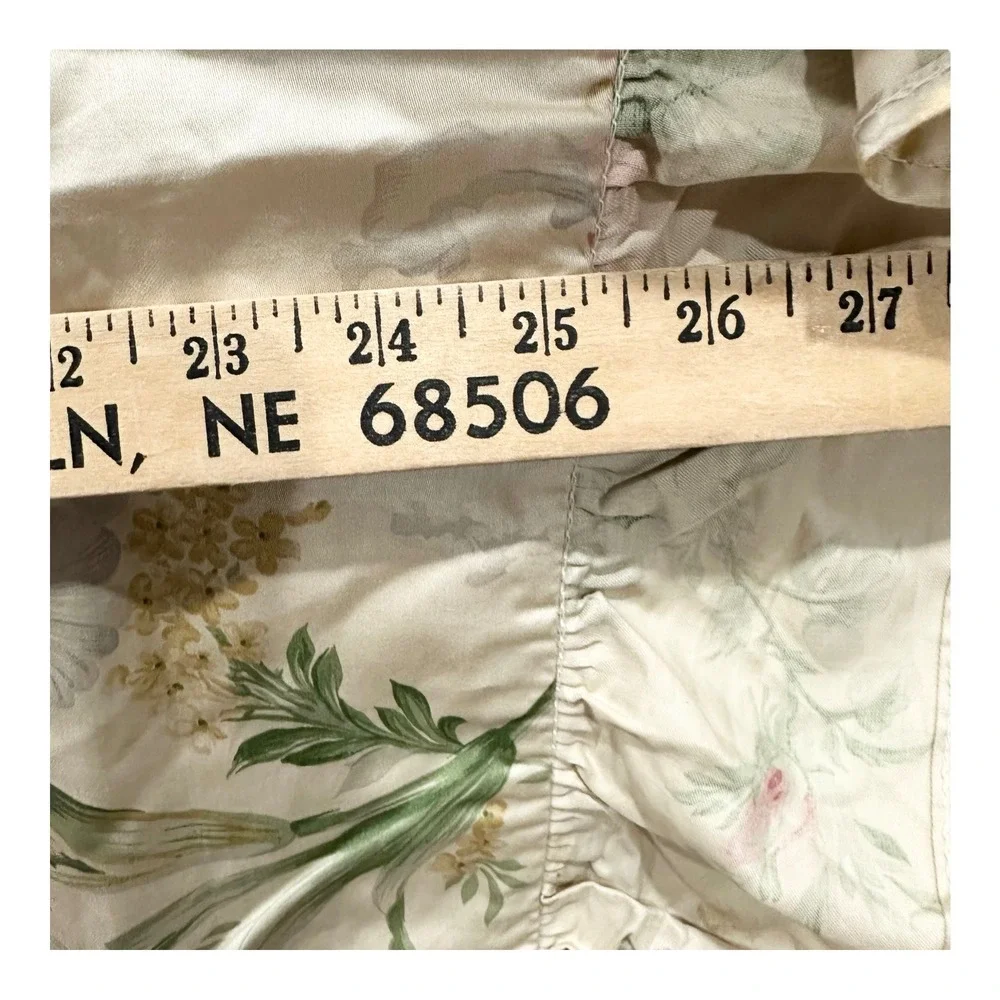 RALPH LAUREN THERESE Ruffled Pillow Sham Euro SQUARE Single Beige Floral Cottage